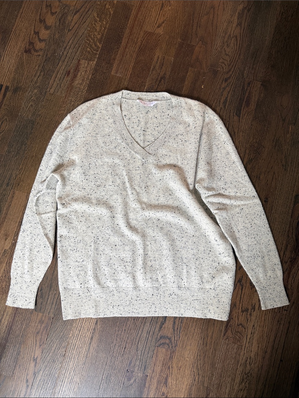 Everlane 100% Cashmere Women's Donegal Speckled Grey V-Neck Sweater